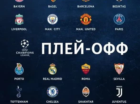 Стали відомими усі учасники 1/8 фіналу Ліги чемпіонів