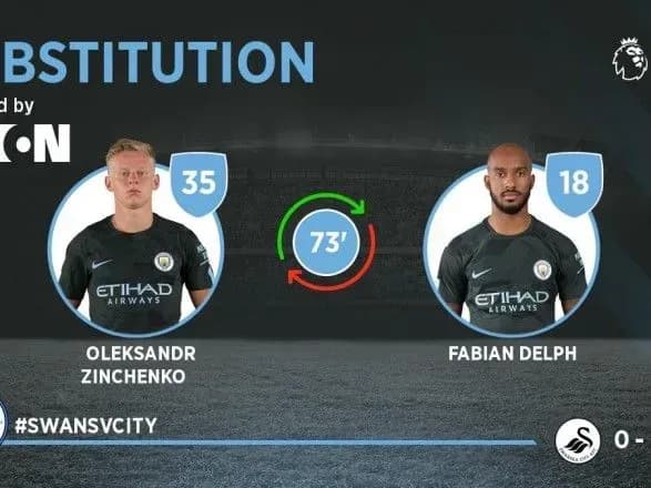 Зінченко дебютував за "Манчестер Сіті" в АПЛ