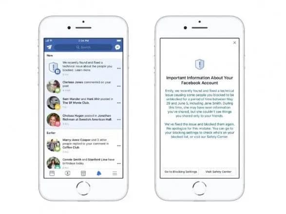 Facebook повідомила про помилку, що скасовує блокування контактів