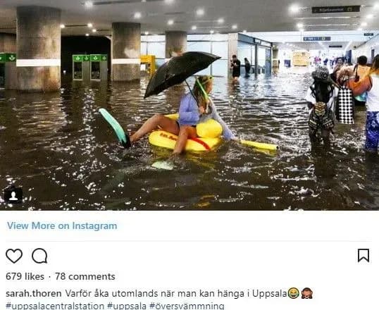 Шведы превратили затопленный подземный переход в аквапарк