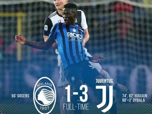 "Атланта" без Маліновського зазнала поразки від лідера Серії А