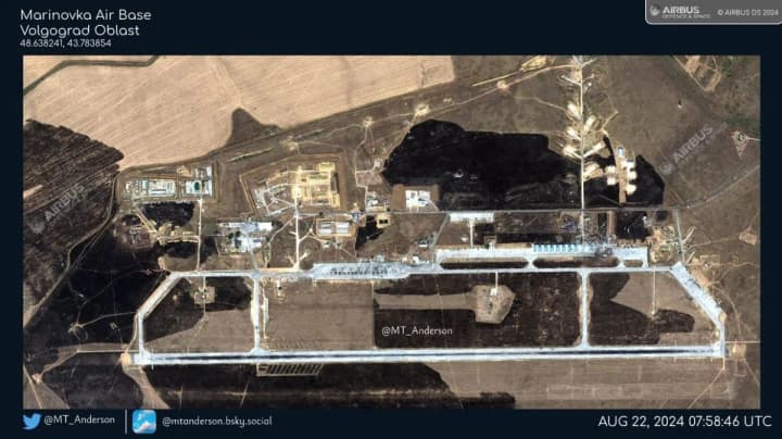 Drone attack on the Russian military airfield “Marynivka”: satellite images of the aftermath appeared