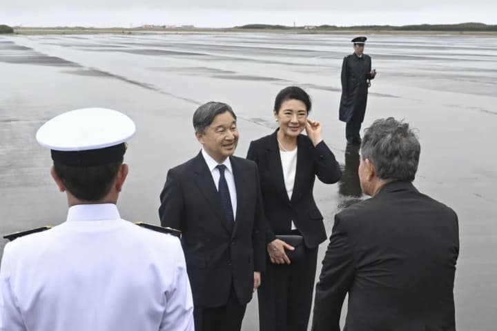 Emperor of Japan visited the World War II battlefield on the island of Iwo Jima