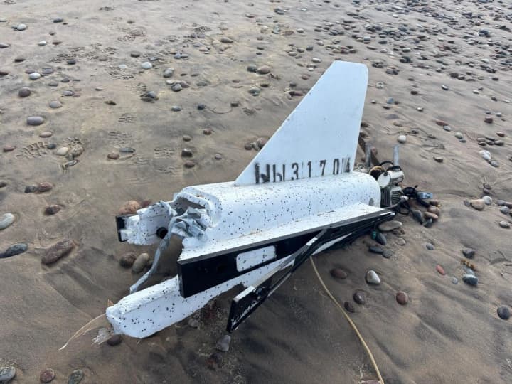 Tail section of Russian "Gerbera" drone found on Latvian coast