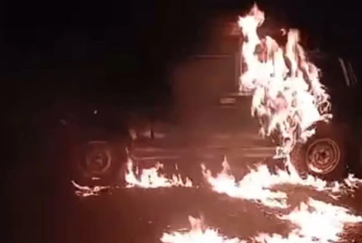 Partisans destroyed an occupiers' vehicle with valuable cargo in Bryansk, Russia