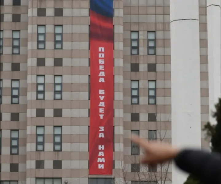 The Russian Embassy in South Korea displayed a propaganda banner and provoked a diplomatic scandal in Seoul