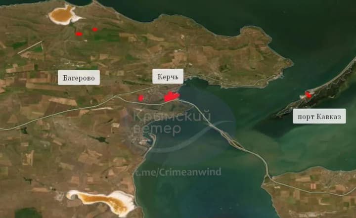 After the night attack in Crimea and the port of "Kavkaz", several fire hotspots were recorded