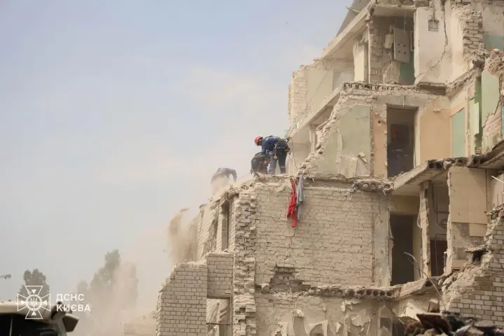In Kyiv, search operations have been completed at the destroyed nine-story building, where 10 dead were recovered from the rubble.