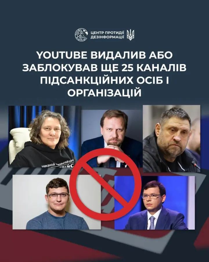 YouTube заблокував і видалив ще 25 каналів, пов’язаних із російською пропагандою - ЦПД