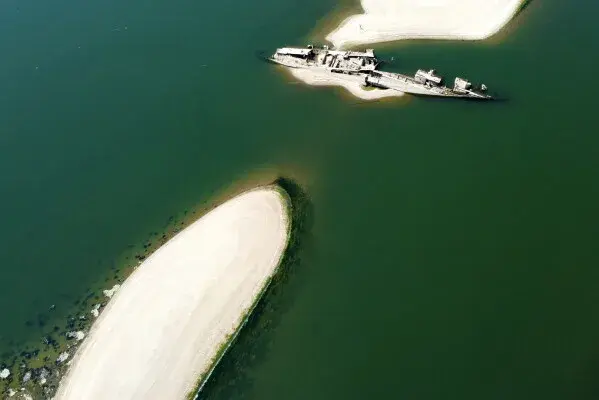 Record low water levels in the Danube have revealed dozens of ships from the Second World War