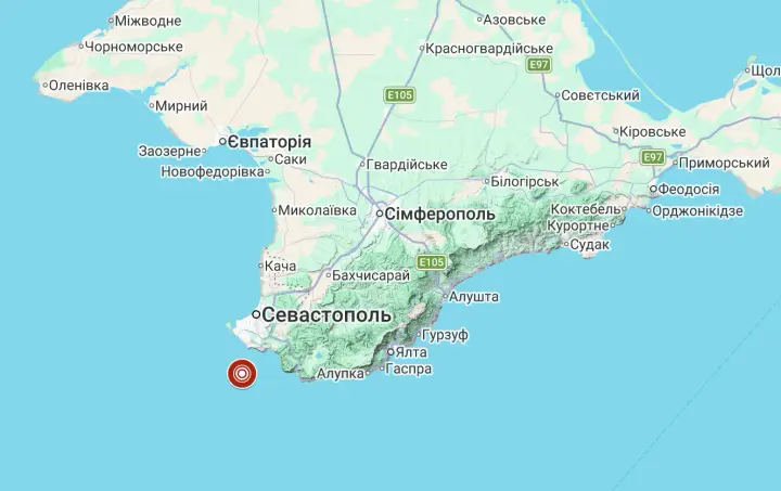 Біля узбережжя окупованого Криму зафіксували землетрус магнітудою 3,4
