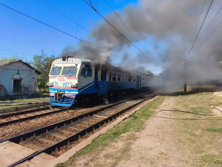 Russian forces struck a commuter train in the Kharkiv region; two people sustained serious injuries