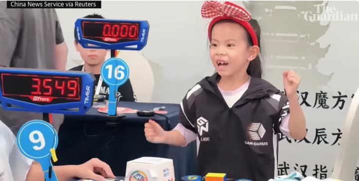 A 6-year-old girl set a world record for solving a Rubik’s Cube