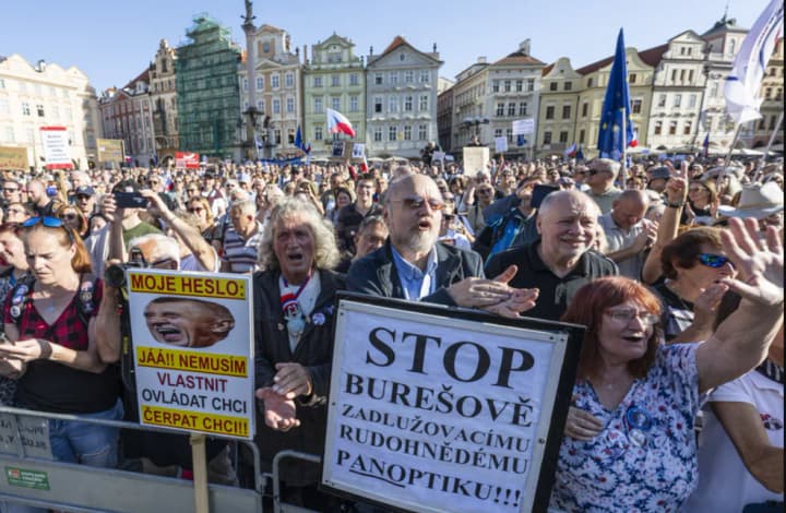 A large-scale protest against Babiš’s government took place in central Prague ahead of the elections
