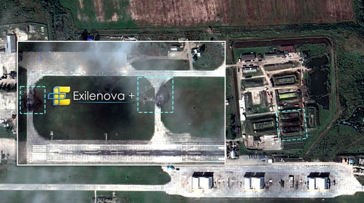 Satellite images showing the aftermath of the SBU strike on the "Khanskaya" airfield in Adygea have appeared online