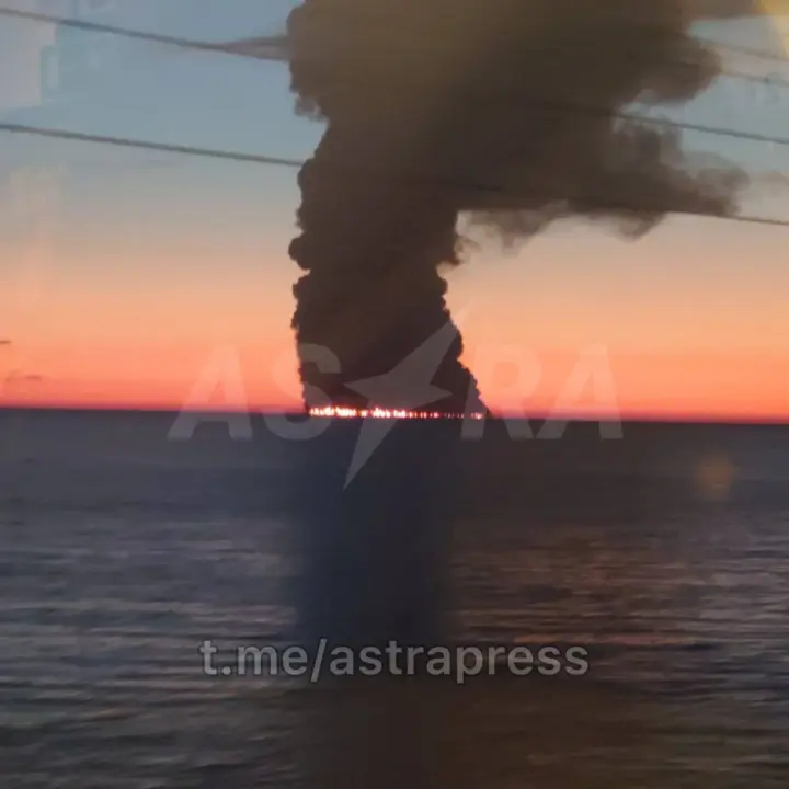 An oil tanker is ablaze on a large scale near Russia’s Sochi