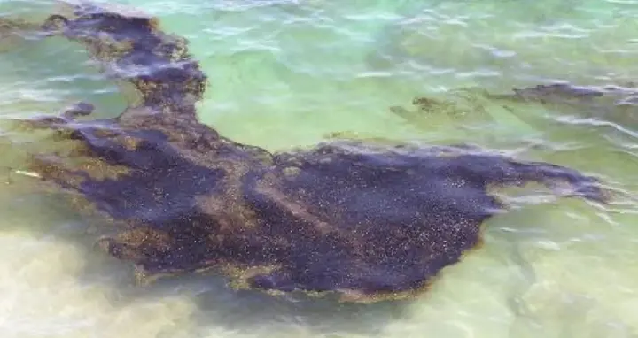 An oil slick formed off the coast of russia after the attack on the tanker — the Russians claimed there were no consequences