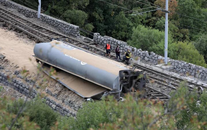 In Croatia, a freight train carrying apparently Ukrainian grain derailed; 11 cars fell into a ravine