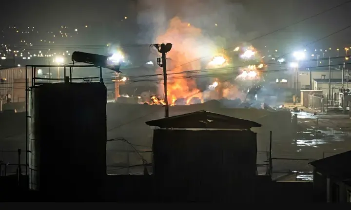 Explosions were heard in Russia's Lipetsk, and a large-scale fire broke out near a steelworks