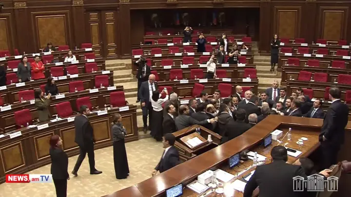 Mass brawl in Armenia's parliament was broadcast live
