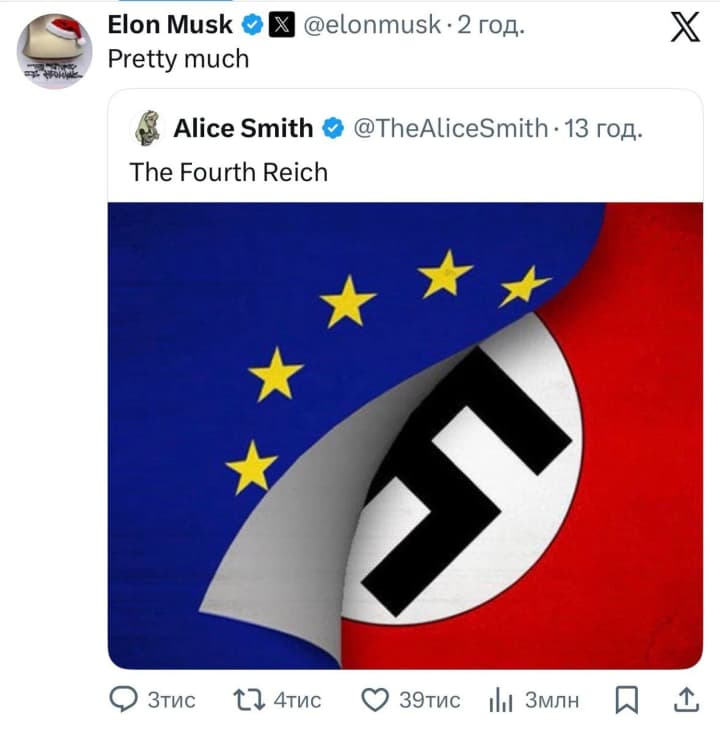 ilon-mask-porivniav-yevrosoiuz-iz-chetvertym-reikhom-opublikuvavshy-provokatyvne-zobrazhennia