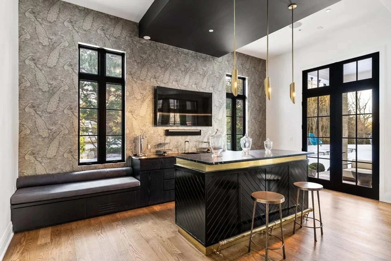 The built-in bar was designed for entertaining. Realtor.com