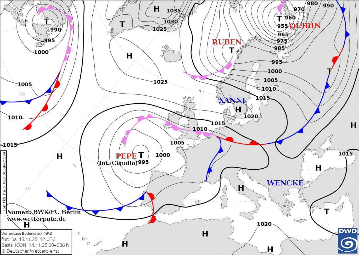 Циклоны над территорией Европы
