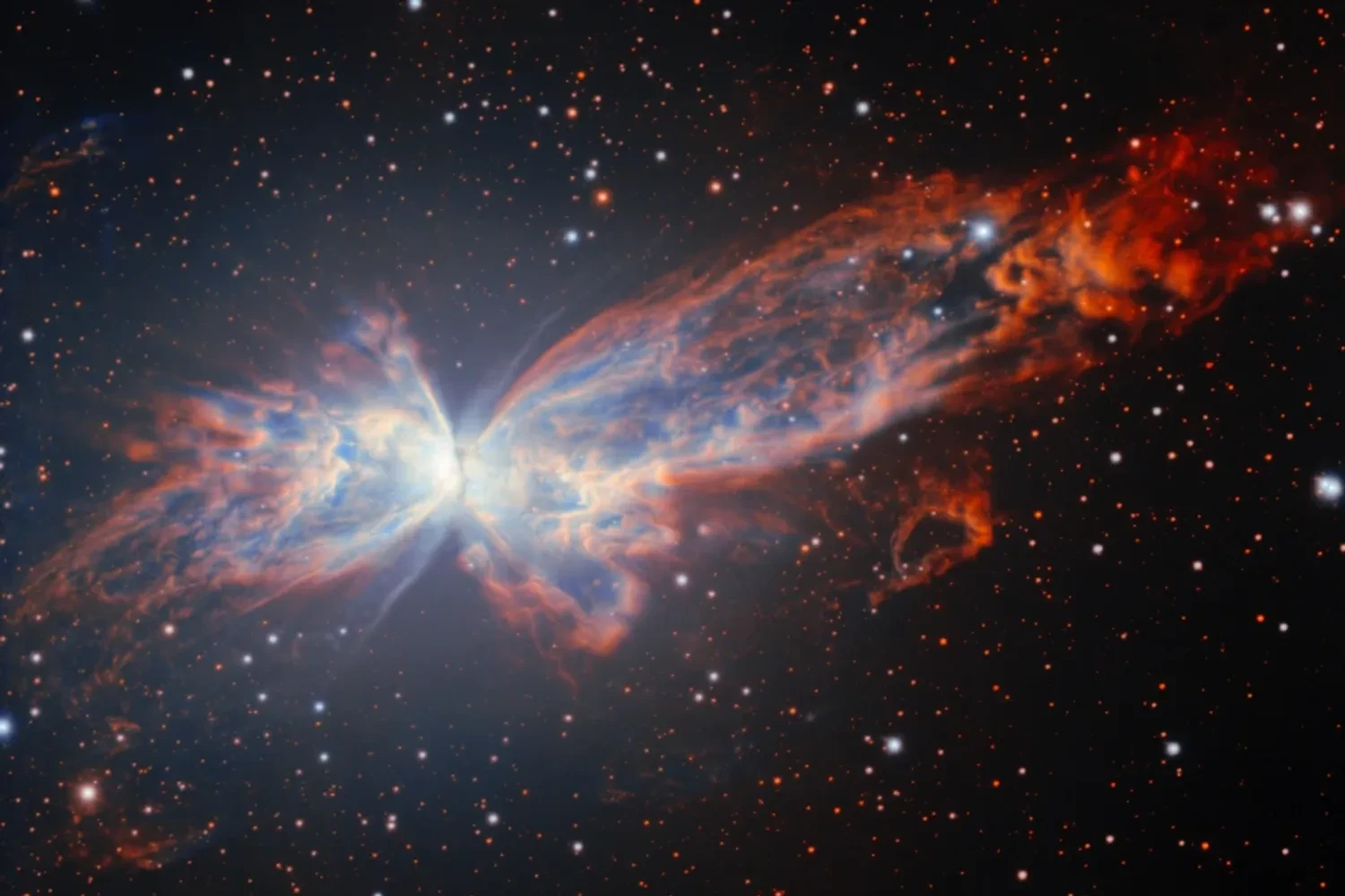 The Gemini South Telescope in Chile has unveiled a stunning new photo of a 'cosmic butterfly'