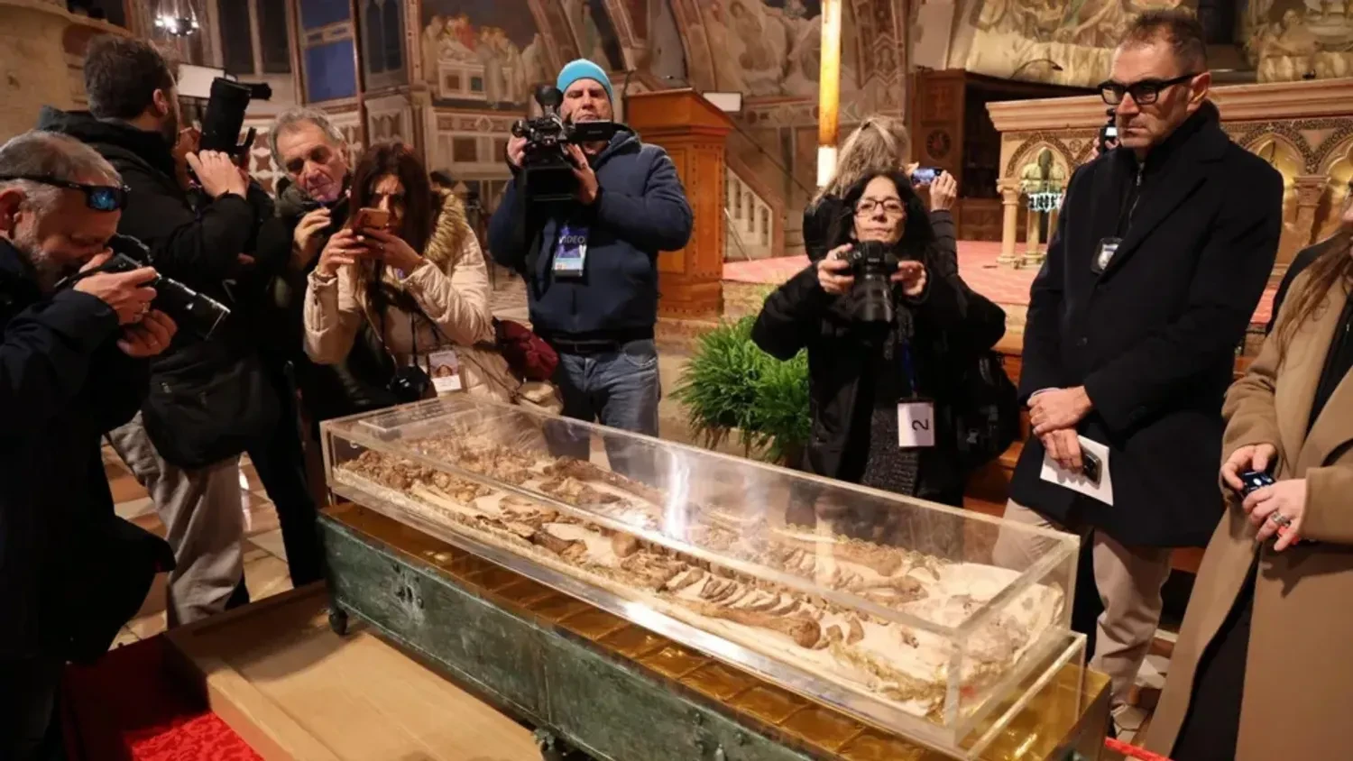 The remains of Saint Francis were displayed for public viewing in Italy for the first time in a long time