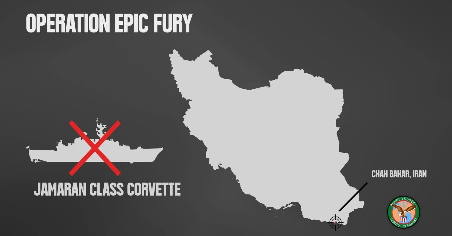 US claims Iranian Jamaran-class corvette hit, sinking in Gulf of Oman