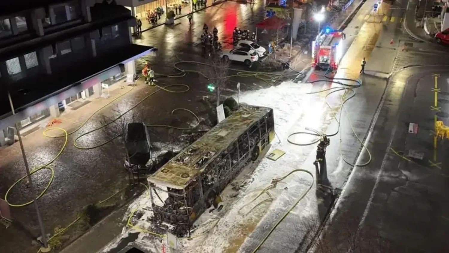 Six people died in a large bus fire in Kerzers, Switzerland