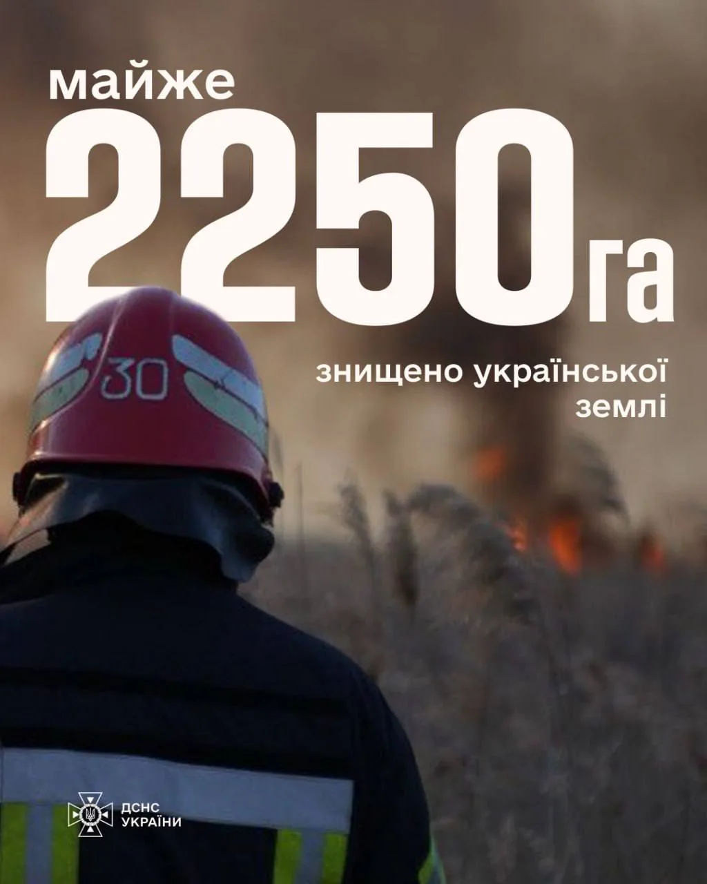 В Україні через пожежі в екосистемах вигоріло майже 2250 гектарів землі