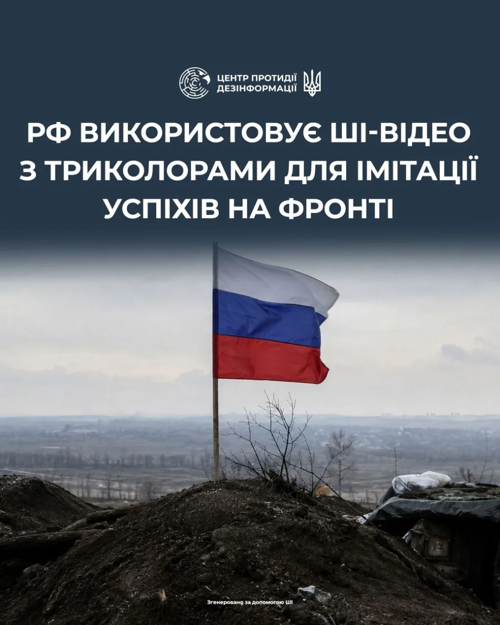 роспропаганда використовує ШІ для створення фейкових відео з "підняттям прапорів" на фронті - ЦПД