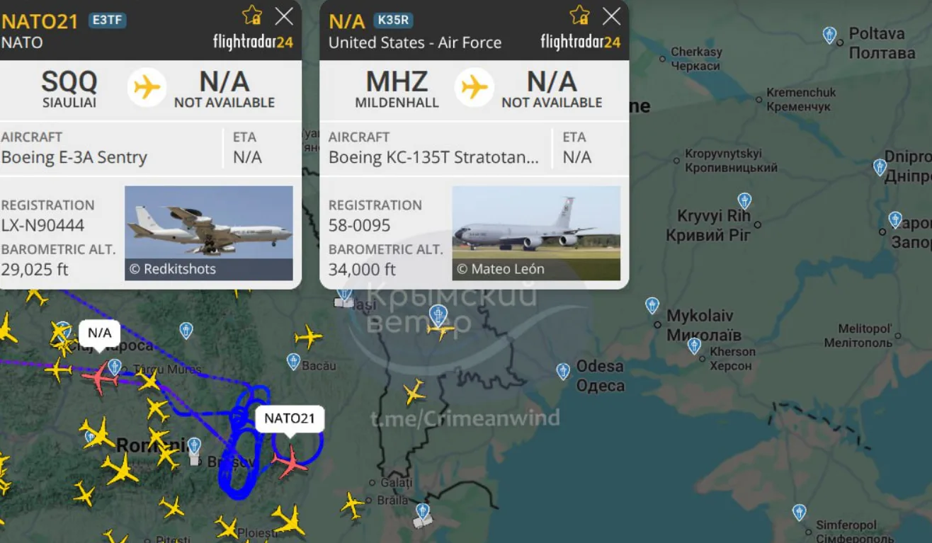 NATO reconnaissance aircraft began duty near Crimea