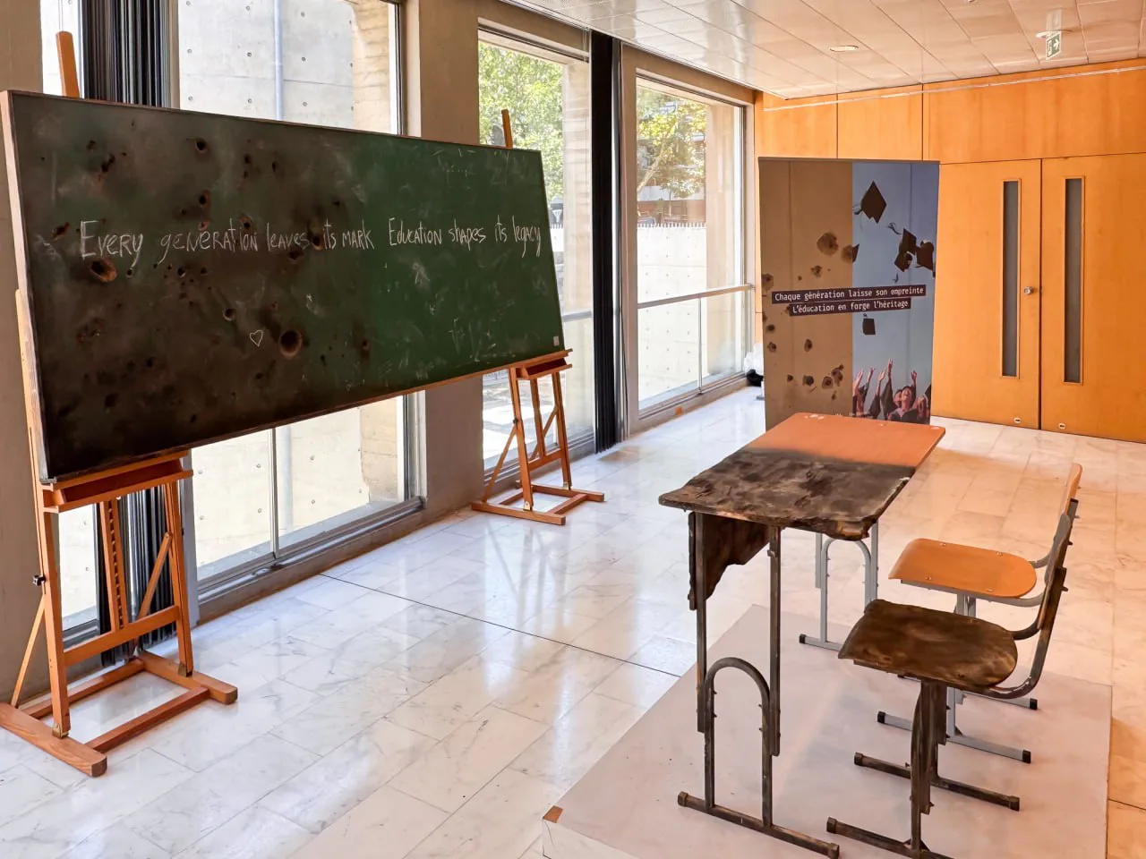 A special Ukrainian installation - "One Desk. Two Traces" - has opened at UNESCO headquarters