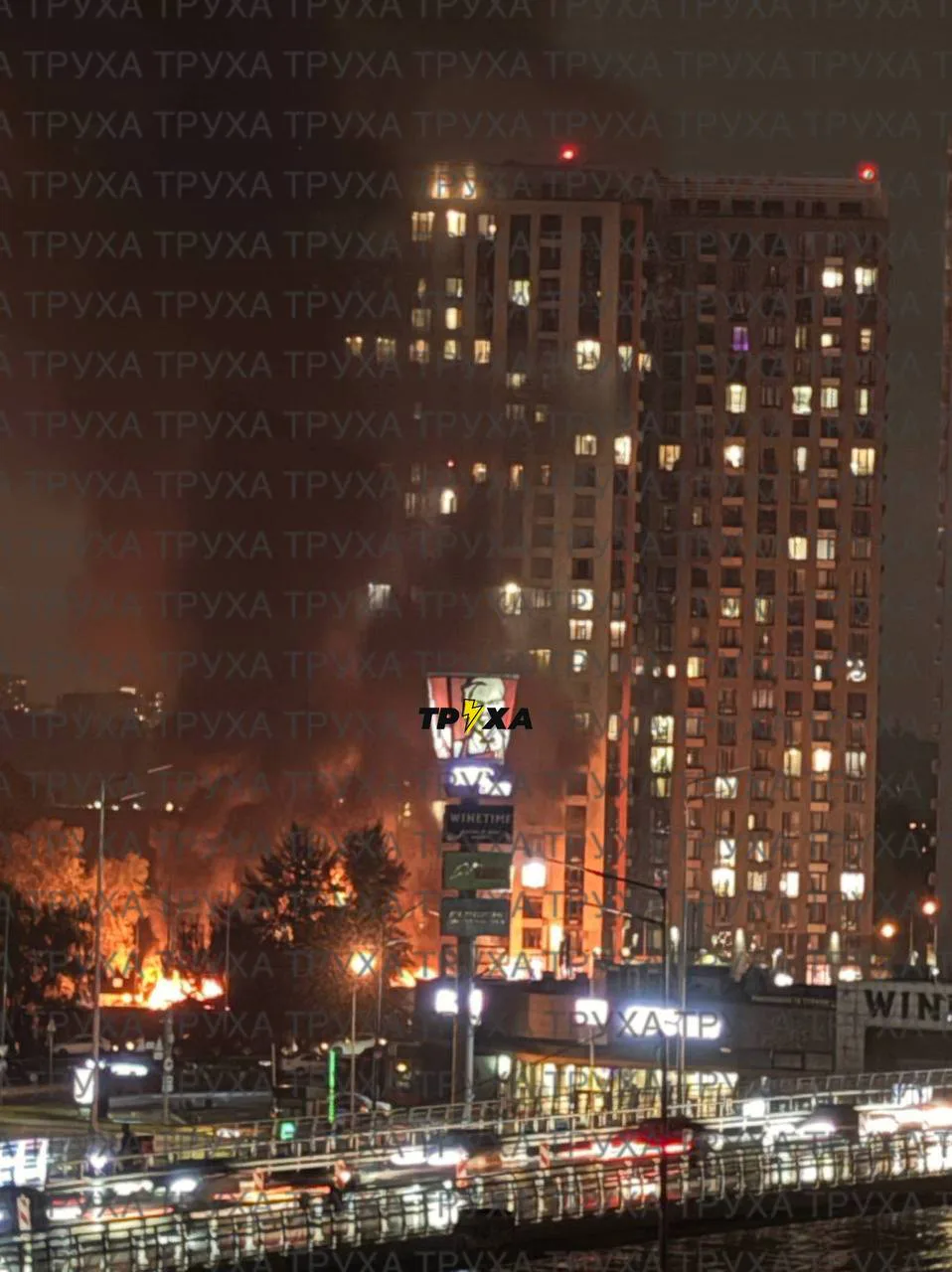 In Kyiv, a Russian drone struck a 25-story building; cars are burning in the courtyard